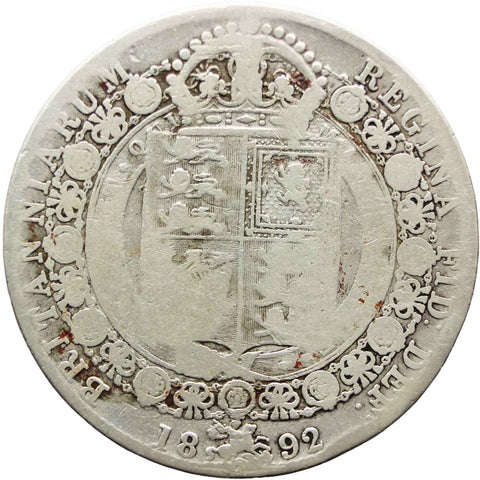 1892 Half Crown Victoria Great Britain Silver Coin