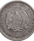 1893 10 Centesimos Overdate Uruguay Coin Silver Santiago Mint