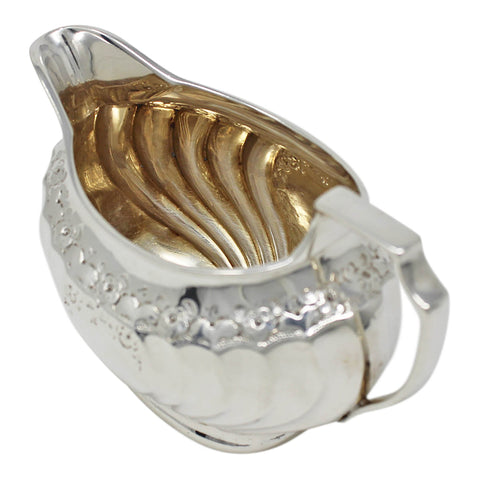 1893 Antique Victorian Era Heavy Sterling Silver Cream Jug Silversmith Atkin Brothers Sheffield Hallmarks