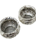 1893 Antique Victorian Era Pair Sterling Silver Salt Cellars Silversmiths Charles Edwards London Hallmarks