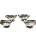 1893 Antique Victorian Era Set 4 Sterling Silver Salt Cellars Robert Stebbings London Hallmarks