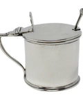 1893 Antique Victorian Era Sterling Silver Mustard Pot with Clear Glass Liner and Spoon Silversmith Horace Woodward & Co Ltd London Hallmarks