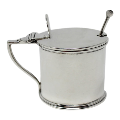 1893 Antique Victorian Era Sterling Silver Mustard Pot with Clear Glass Liner and Spoon Silversmith Horace Woodward & Co Ltd London Hallmarks