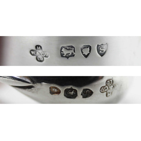 1893 Antique Victorian Era Sterling Silver Mustard Pot with Clear Glass Liner and Spoon Silversmith Horace Woodward & Co Ltd London Hallmarks