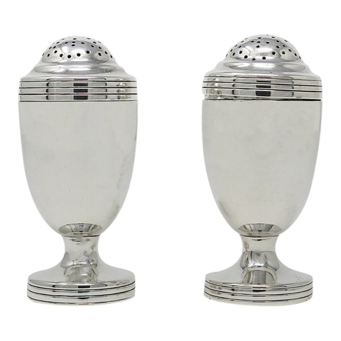 1893 Antique Victorian Era Sterling Silver Pair Pepper Shakers Silversmith Goldsmiths & Silversmiths Co (William Gibson & John Lawrence Langman) London Hallmarks