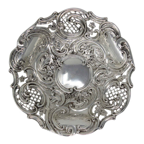 1893 Antique Victorian Era Sterling Silver Pierced Bon Bon Dish Silversmith Deakin & Francis Ltd Birmingham Hallmarks