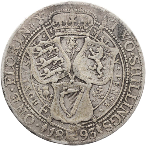 1893 Half Crown Victoria Silver Coin Great Britain