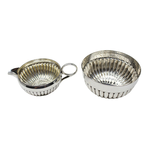 1894 and 1895 Antique Victorian Era Sterling Silver Cream Jug and Sugar Bowl Silversmith Mapping & Webb Sheffield Hallmarks