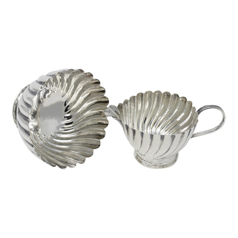 1894 Antique Victorian Era Sterling Silver Cream Jug and Sugar Bowl Silversmith Josiah Williams & Co (George Maudsley Jackson) London Hallmarks