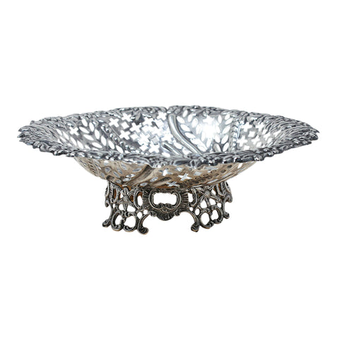 1894 Antique Victorian Era Sterling Silver Pierced Dish Silversmiths I S Greenberg & Co (Israel Sigmund Greenberg) Birmingham Hallmarks