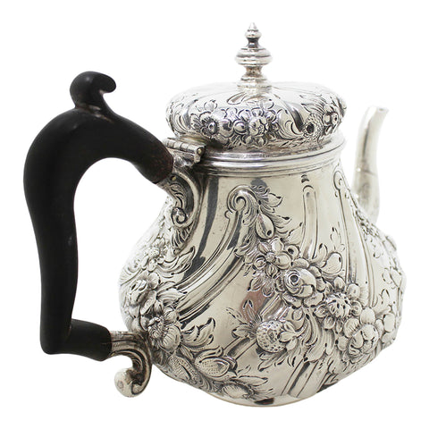 1894 Antique Victorian Era Sterling Silver Tea Pot Silversmiths Dobson & Sons (Thomas William Dobson) London Hallmarks