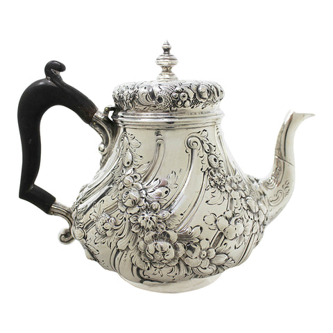 1894 Antique Victorian Era Sterling Silver Tea Pot Silversmiths Dobson & Sons (Thomas William Dobson) London Hallmarks