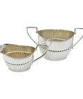1895 and 1907 Antique Victorian and Edwardian Era Sterling Silver Cream Jug and Sugar Bowl Silversmith Henry Williamson Ltd Birmingham Hallmarks