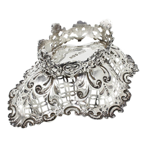 1895 Antique Victorian Era Pierced Dish Silversmith James Dixon & Sons Ltd Sheffield Hallmarks