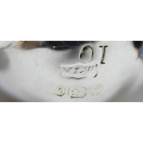 1895 Antique Victorian Era Sterling Silver Egg Shaped Mustard Pot with White Glass Liner Mappin & Webb Sheffield Hallmarks