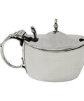 1895 Antique Victorian Era Sterling Silver Mustard Pot with Blue Glass Liner Silversmiths George Nathan & Ridley Hayes Birmingham Hallmarks