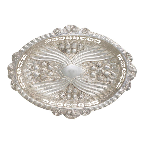 1895 Antique Victorian Era Sterling Silver Pierced Dish Silversmiths Elkington & Co Ltd Birmingham Hallmarks