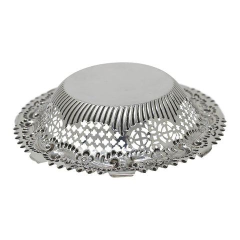 1895 Antique Victorian Era Sterling Silver Pierced Dish Silversmiths James Deakin & Sons (John & William F Deakin) Chester Hallmarks