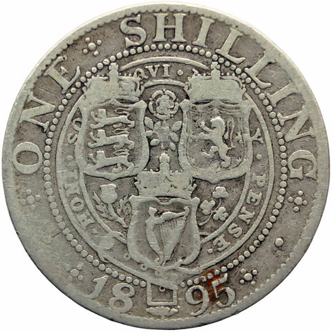 1895 Shilling Victoria Queen Great Britain Silver British Coin