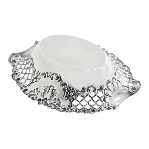 1895 Victorian Era Antique Pierced Dish Silversmith Thomas Hayes Birmingham Hallmarks