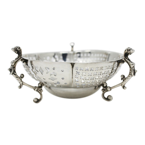 1895 Antique Victorian Era Sterling Silver Pierced Bowl Mappin & Webb London Hallmarks