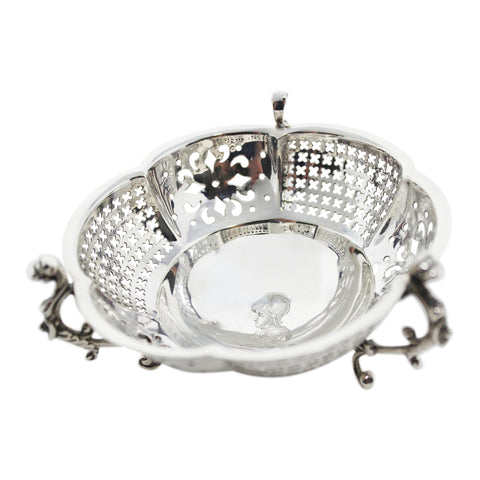 1895 Antique Victorian Era Sterling Silver Pierced Bowl Mappin & Webb London Hallmarks