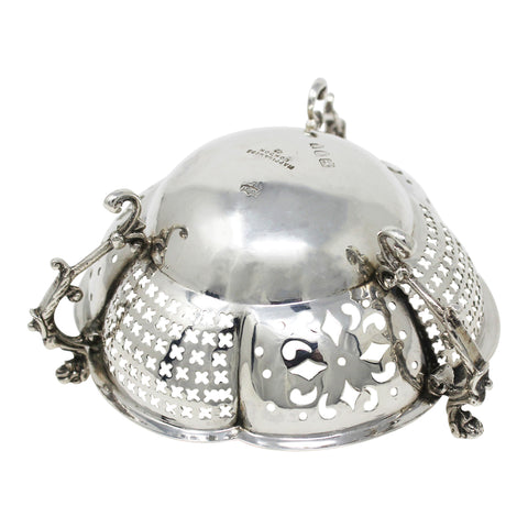 1895 Antique Victorian Era Sterling Silver Pierced Bowl Mappin & Webb London Hallmarks