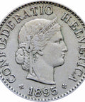 1895 Switzerland 5 Rappen Coin