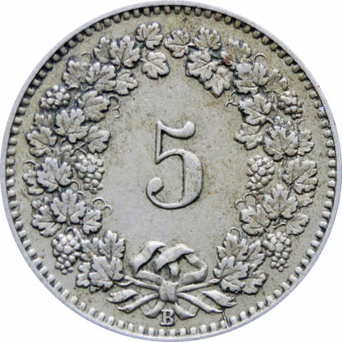 1895 Switzerland 5 Rappen Coin
