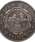 1896 2 Shilling South Africa Coin ZAR Paul Kruger Silver