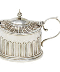 1896 Antique Victorian Era Sterling Silver Mustard Pot with Blue Glass Liner Silversmiths John Millward Banks Birmingham Hallmarks