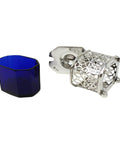1896 Antique Victorian Era Sterling Silver Pierced Mustard Pot with Blue Glass Liner Silversmith William Mark Willis Sheffield Hallmarks