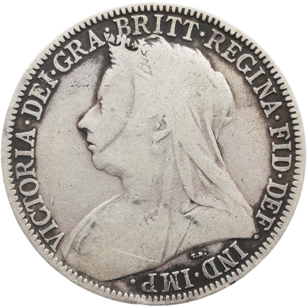 1896 Florin Victoria Silver Great Britain Coin Two Shillings (3rd portrait)