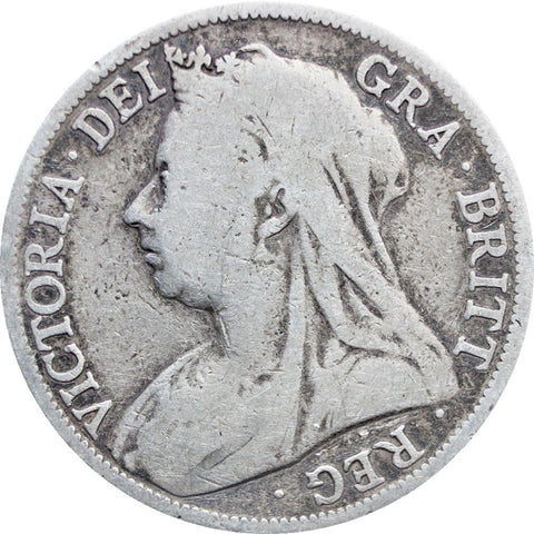1896 Great Britain Victoria Silver Half Crown Coin