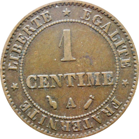 1896 One Centime France Coin