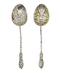 1896 Antique Sterling Silver Pair of Spoons by Birmingham Maker William Devenport