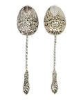 1896 Antique Sterling Silver Pair of Spoons by Birmingham Maker William Devenport