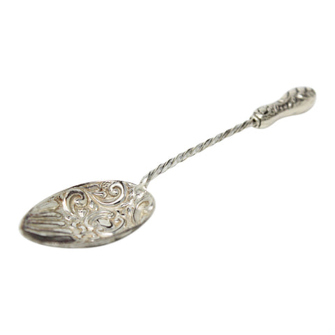 1896 Antique Sterling Silver Pair of Spoons by Birmingham Maker William Devenport