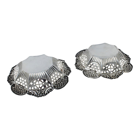 1897 Antique Victoria Era Sterling Silver Pair Pierced Dish Silversmith Alfred James How London Hallmarks