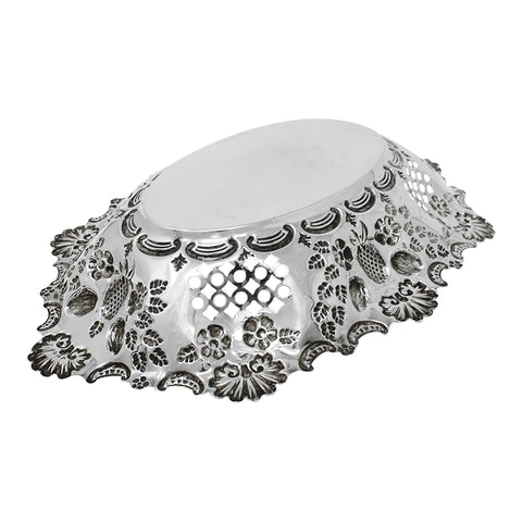 1897 Antique Victorian Era Large Sterling Silver Pierced Dish Silversmiths Ellis & Co Birmingham Hallmarks