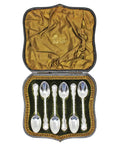 1897 Antique Victorian Era Set Six Tea Spoons with original Case Maker George Jackson & David Fullerton London Hallmarks