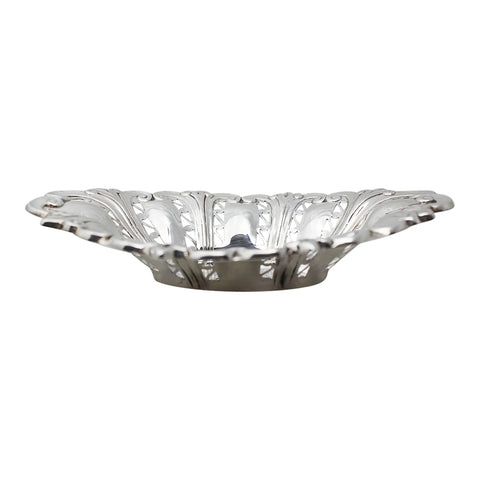 1897 Antique Victorian Era Sterling Silver Pierced Dish Silversmith Atkin Brothers Sheffield Hallmarks