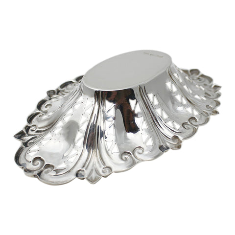 1897 Antique Victorian Era Sterling Silver Pierced Dish Silversmith Atkin Brothers Sheffield Hallmarks