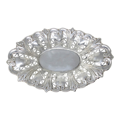 1897 Antique Victorian Era Sterling Silver Pierced Dish Silversmith Atkin Brothers Sheffield Hallmarks