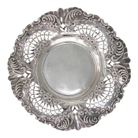 1897 Antique Victorian Era Sterling Silver Pierced Dish Silversmith George Nathan & Ridley Hayes Chester Hallmarks
