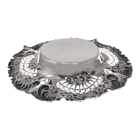 1897 Antique Victorian Era Sterling Silver Pierced Dish Silversmith George Nathan & Ridley Hayes Chester Hallmarks