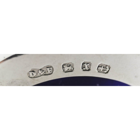 1897 Antique Victorian Era Sterling Silver Pierced Mustard Pot with Blue Glass Liner Silversmiths Deakin & Francis Ltd Birmingham Hallmarks