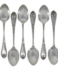 1897 Antique Victorian Era Sterling Silver Set Six Tea Spoons Silversmith James Lewis & Sons Sheffield Hallmarks