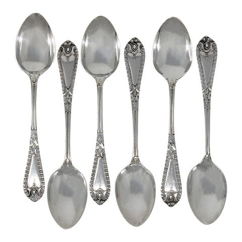 1897 Antique Victorian Era Sterling Silver Set Six Tea Spoons Silversmith James Lewis & Sons Sheffield Hallmarks