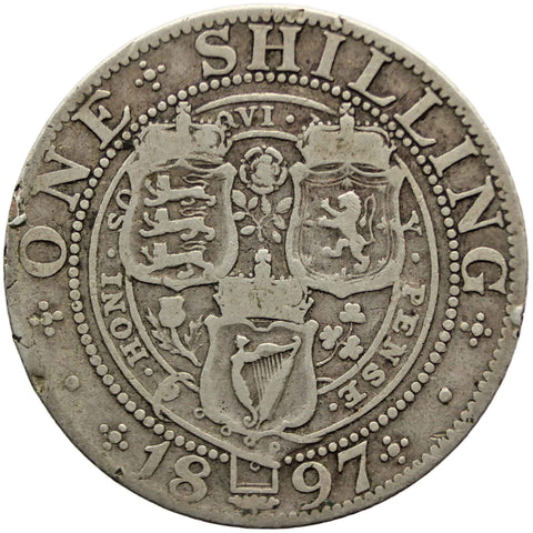 1897 Shilling Queen Victoria Great Britain Silver Coin